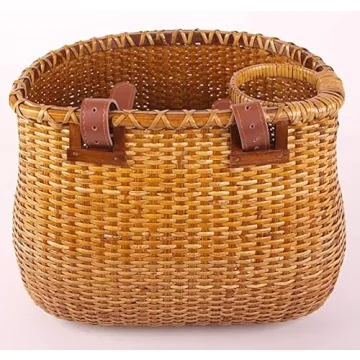 Tote & Kari Bike Basket for Women Beach Cruiser or Scooter The Original Wicker Bicycle Baskets with Built in Cup Holder for Front Handlebar-Classic Vintage Style Handmade Natural Rattan Wicker