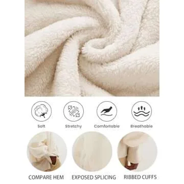 Fhniepan Women's Cozy Fleece Pullover - Stylish and Warm in White