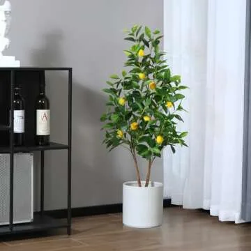 OAKRED Artificial Lemon Tree, 4FT Faux Tree, Artificial Lemon Plants of 396 Leaves and 9 Plastic Lemon Fruits for Indoor, Fake Tree for Office Home Living Room Floor Patio Greening Decor, Set of 1