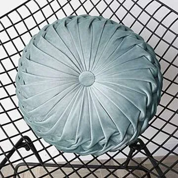 Round Filled Cushion,Velvet Cushions,Pleated Round Pillow, Scatter Cushion Home Decorative for Home Sofa Chair Bed Car Decor