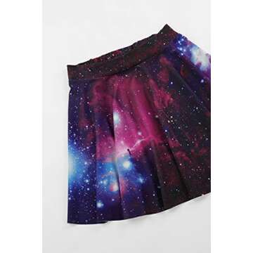Womens Purple Galaxy Digital Print Mini Skirt, One Size