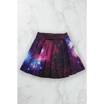 Womens Purple Galaxy Digital Print Mini Skirt, One Size