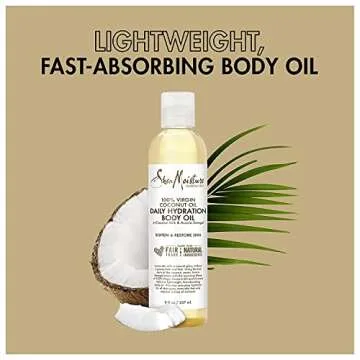 SheaMoisture Body Oil, Daily Hydration 2-Pack – Lightweight, Non-Greasy Moisturizer with 100% Extra Virgin Coconut Oil, Coconut Milk, and Acacia Senegal, 8 Oz Ea