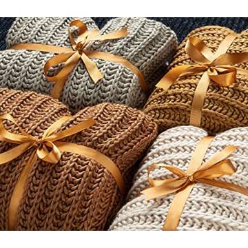 Chanasya Chunky Knit Caramel Throw Blanket - Soft, Cozy, Stylish