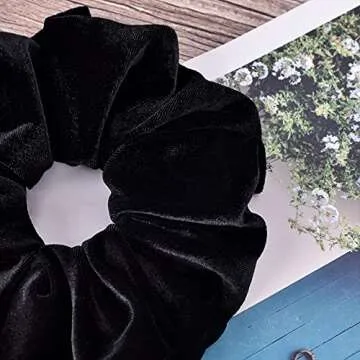 CEELGON Black Big Velvet Scrunchies Large Hair Ties 7.5inches Oversized Silk Thick Scrunchie Jumbo Hair Scrunchies Curly Hair Accessories 6 Pack (Black)