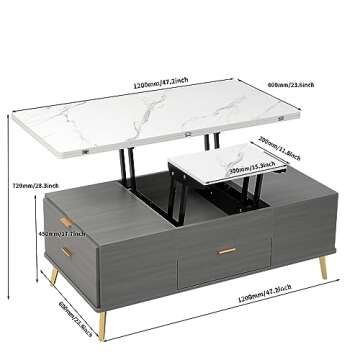 Merax Coffee Table for Living Room Lift Top with Drawers Storage Shelf Desktop Modern Accent Furnitu...