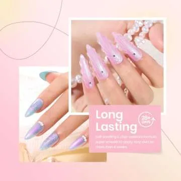 Beetles Pearl Gel Nail Polish, 6 Colors Shimmer Pearl White Pink Purple Mermaid Nail Drawing Gel Polish Soak Off Uv Gel Polish Swirl Shell Thread Effect DIY Manicure Valentine's Day Gift for Women