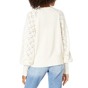 The Drop Women's Divya Pointelle Cardigan Sweater in Whisper White