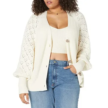 The Drop Women's Divya Pointelle Cardigan Sweater in Whisper White