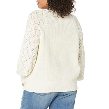 The Drop Women's Divya Pointelle Cardigan Sweater in Whisper White