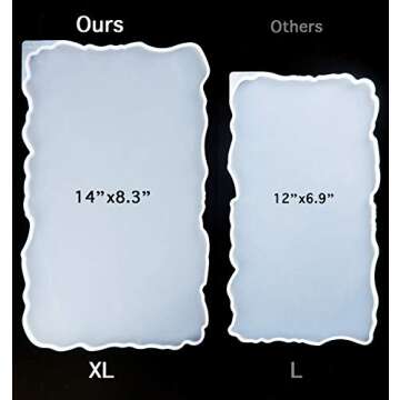 Booshow Tray Mold Geode Agate XL Silicone Tray Mold & Gold Handles with A3 Extra Large Silicone Sheet for DIY Crafts, Epoxy Resin Casting Molds for Making Faux Agate Tray,Serving Board