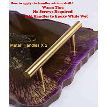 Booshow Tray Mold Geode Agate XL Silicone Tray Mold & Gold Handles with A3 Extra Large Silicone Sheet for DIY Crafts, Epoxy Resin Casting Molds for Making Faux Agate Tray,Serving Board