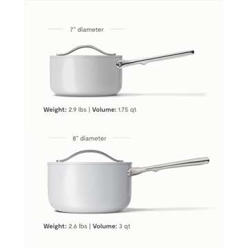 Caraway Nonstick Ceramic Sauce Pan with Lid (3 qt) - Non Toxic, PTFE & PFOA Free - Oven Safe & Compatible with All Stovetops (Gas, Electric & Induction) - Gray