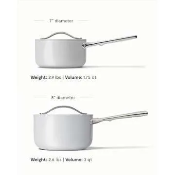 Caraway Nonstick Ceramic Sauce Pan with Lid (3 qt) - Non Toxic, PTFE & PFOA Free - Oven Safe & Compatible with All Stovetops (Gas, Electric & Induction) - Gray