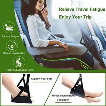 Airplane Foot Hammock (Travel Comfortably), Perfect Essentials for airplane travel to Relax Your Feet & Legs, Portable Airplane Footrest | Foot Hammock for Airplane Travel Accessories,Travel Foot Rest