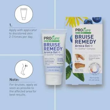 PROcure Bruise Remedy Gel with Arnica, Helps Improve the Appearance of Bruises & Spider Veins on the Foot and Ankle, Unscented & Paraben Free with Soft Touch Applicator, 2 Fl Oz