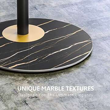 FITUEYES Design Corner TV Stand for 37"-65", Mid Century Modern Black TV Stand with Marble Textured Glass Base & Concealed Storage, Metal TV Stand Decor for Living Room, TV Floor Stand Master Series