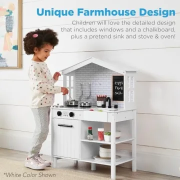 Stylish Farmhouse Wooden Play Kitchen Toy for Kids