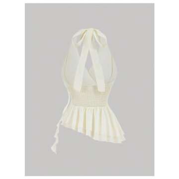 Milumia Women's Ruffle Halter Top - Chic & Comfortable V Neck Wrap Top