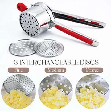 Bellemain 15 oz Large Potato Ricer | Heavy-Duty Stainless Steel Potato Ricer & Masher | Perfect for Mashed Potatoes | Ricer Kitchen Tool with 3 Interchangeable Discs
