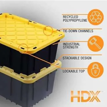 HDX Tough Polypropylene Plastic 27 Gal. Storage Tote in Black (5-Pack)