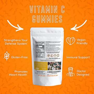 Smart for Life Vitamin C Gummies - Plant-Based Vegan Vitamin C Gummies Natural Orange Flavor - Immune Support Gummies for Adults and Kids - Non-GMO - Dietary Supplement - 60 Count