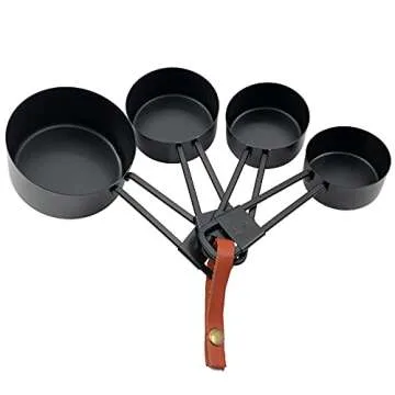 LYFJXX 9PCS Black Stainless Steel Measuring Cups and Spoons Set, Heavy Duty Measuring Cup Set