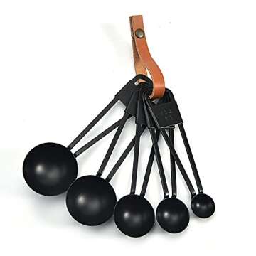 LYFJXX 9PCS Black Stainless Steel Measuring Cups and Spoons Set, Heavy Duty Measuring Cup Set