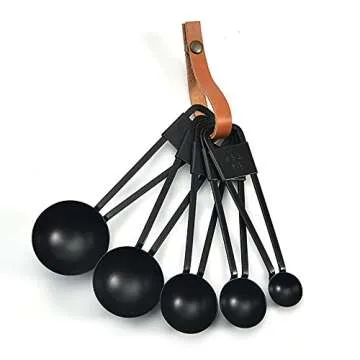 LYFJXX 9PCS Black Stainless Steel Measuring Cups and Spoons Set, Heavy Duty Measuring Cup Set