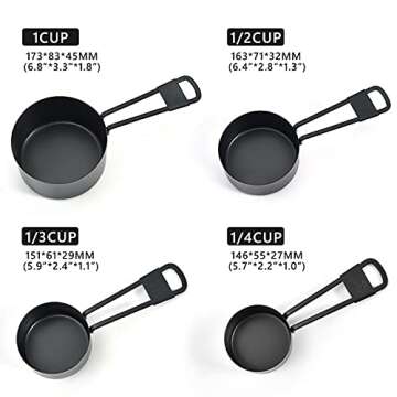 LYFJXX 9PCS Black Stainless Steel Measuring Cups and Spoons Set, Heavy Duty Measuring Cup Set