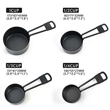 LYFJXX 9PCS Black Stainless Steel Measuring Cups and Spoons Set, Heavy Duty Measuring Cup Set