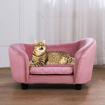 Stylish Velvet Pet Sofa Bed with Washable Cushion