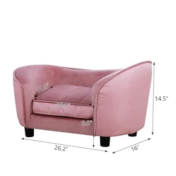Stylish Velvet Pet Sofa Bed with Washable Cushion