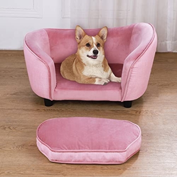 Stylish Velvet Pet Sofa Bed with Washable Cushion