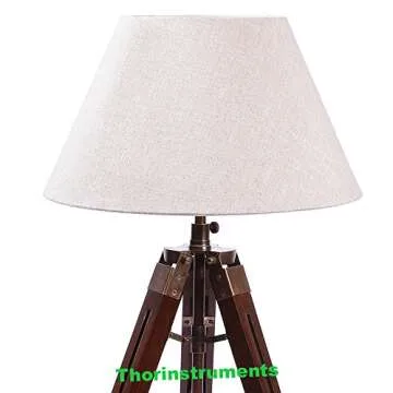 THOR INSTRUMENTS Vintage Tripod Table Adjustable Lamp Stand Tripod- Home Decor - Lamp Shade Not Included Rustic Vintage