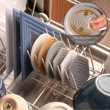 The Degrē Coasters XL (Joshua Tree, Set of 6) by LINE+ARC. 10mm Thick, Dishwasher Safe, Stain-Resistant, Outdoor, Coffee Table, Silicone, Modern, Mid Century, Drink, Non-Absorbent, Housewarming Gift