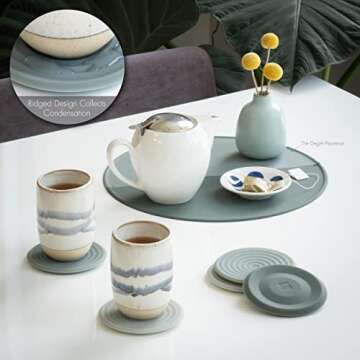 The Degrē Coasters XL (Joshua Tree, Set of 6) by LINE+ARC. 10mm Thick, Dishwasher Safe, Stain-Resistant, Outdoor, Coffee Table, Silicone, Modern, Mid Century, Drink, Non-Absorbent, Housewarming Gift