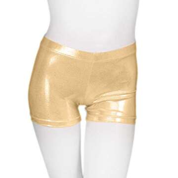 ZIZI Little Big Girls Sparkle Dance Tumbling Athletic Gymnastics Gold Short