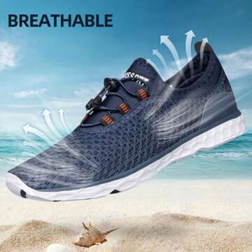 Durable Quick Drying Aqua Shoes for Men - Blue Size 12