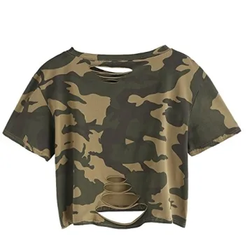 Stylish SweatyRocks Women's Distressed Crop Top For Summer