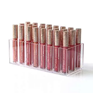LUREME Lip Gloss Holder Organizer, Lipgloss Display Case Box, 24 Spaces Clear Acrylic Makeup Organizer (cb000003)