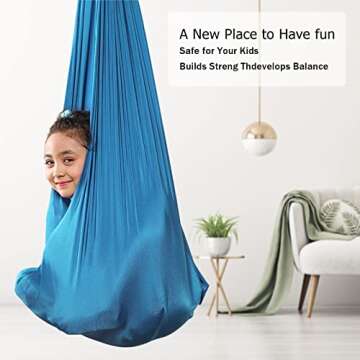 Sensory Swing for Kids Indoor with Special Needs (Hardware Included), 360° Rotation Indoor Therapy Swing for Kids with Autism, ADHD, Aspergers, Sensory Integration (Sky Blue)