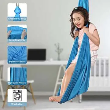 Sensory Swing for Kids Indoor with Special Needs (Hardware Included), 360° Rotation Indoor Therapy Swing for Kids with Autism, ADHD, Aspergers, Sensory Integration (Sky Blue)