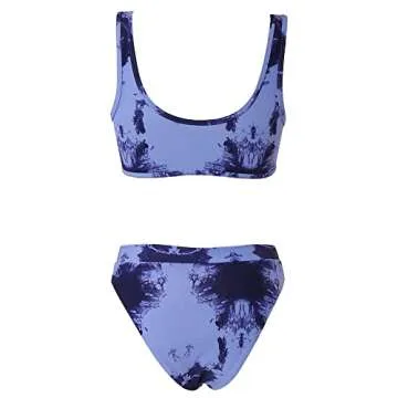 SUUKSESS Women Cutout Bikini Sets Push Up High Waisted Swimsuits 2 Piece (XL, Blue Tie Dye)