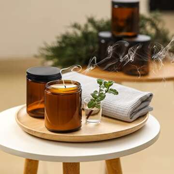 Leakproof Amber Glass Jars for Food Storage and Crafts