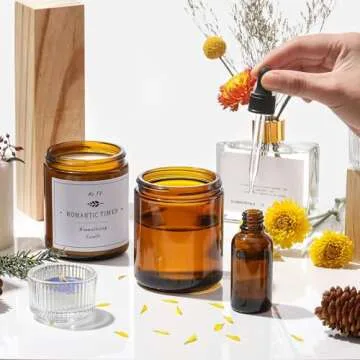 Leakproof Amber Glass Jars for Food Storage and Crafts