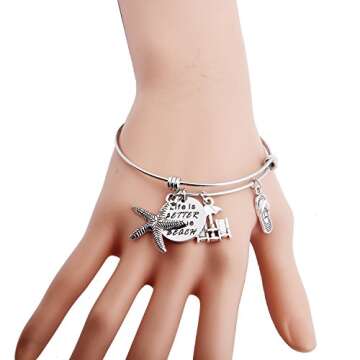 ENSIANTH Summer Beach Jewelry LIFE is BETTER at the BEACH Charm Bracelet Best Gift for Beach Lover (...