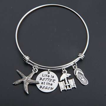 ENSIANTH Summer Beach Jewelry LIFE is BETTER at the BEACH Charm Bracelet Best Gift for Beach Lover (Charm bracelet)