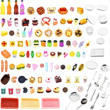 Miniature Food for Dollhouse, Mini Stuff Food Drink Bottles Kitchen Accessories for Pretend Play Dol...