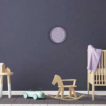 Silent 10" Purple Wall Clock for Kids & Home